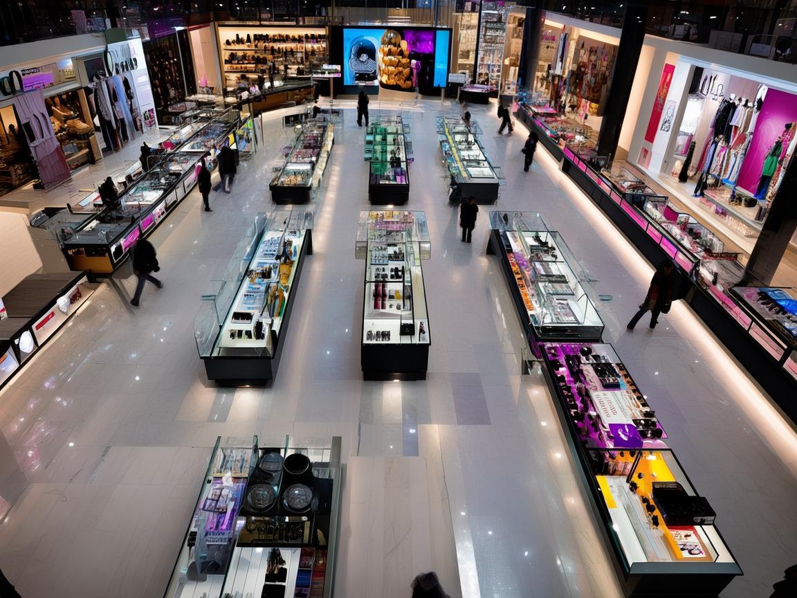 无人机视角下的商场专柜风貌