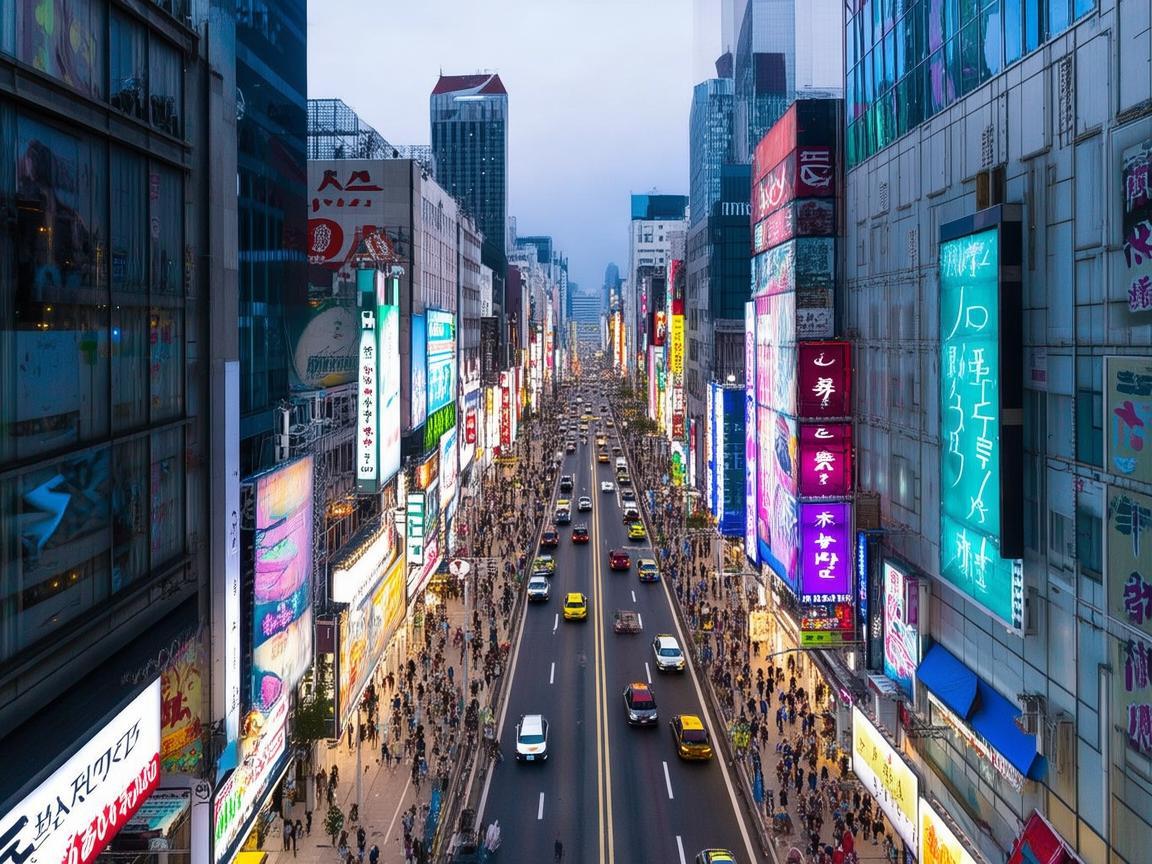 无人机视角下的繁华商业街