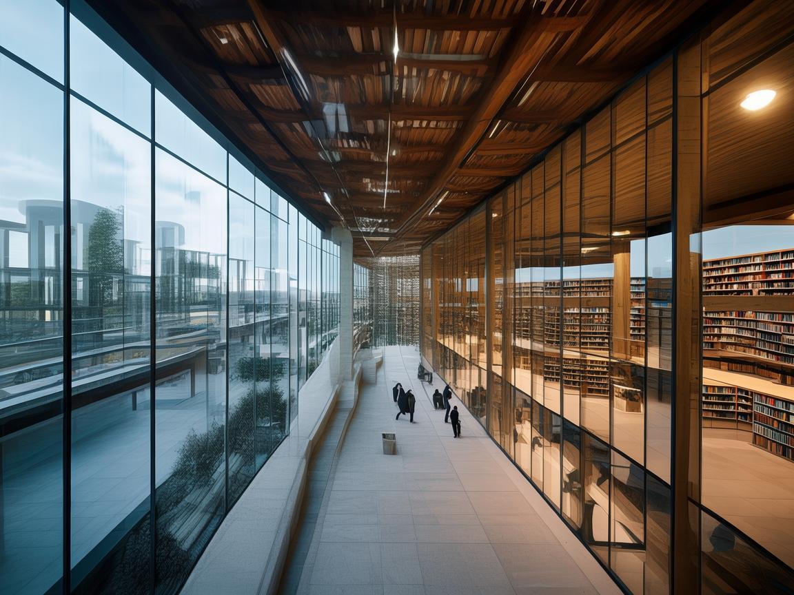 无人机视角下的大学图书馆