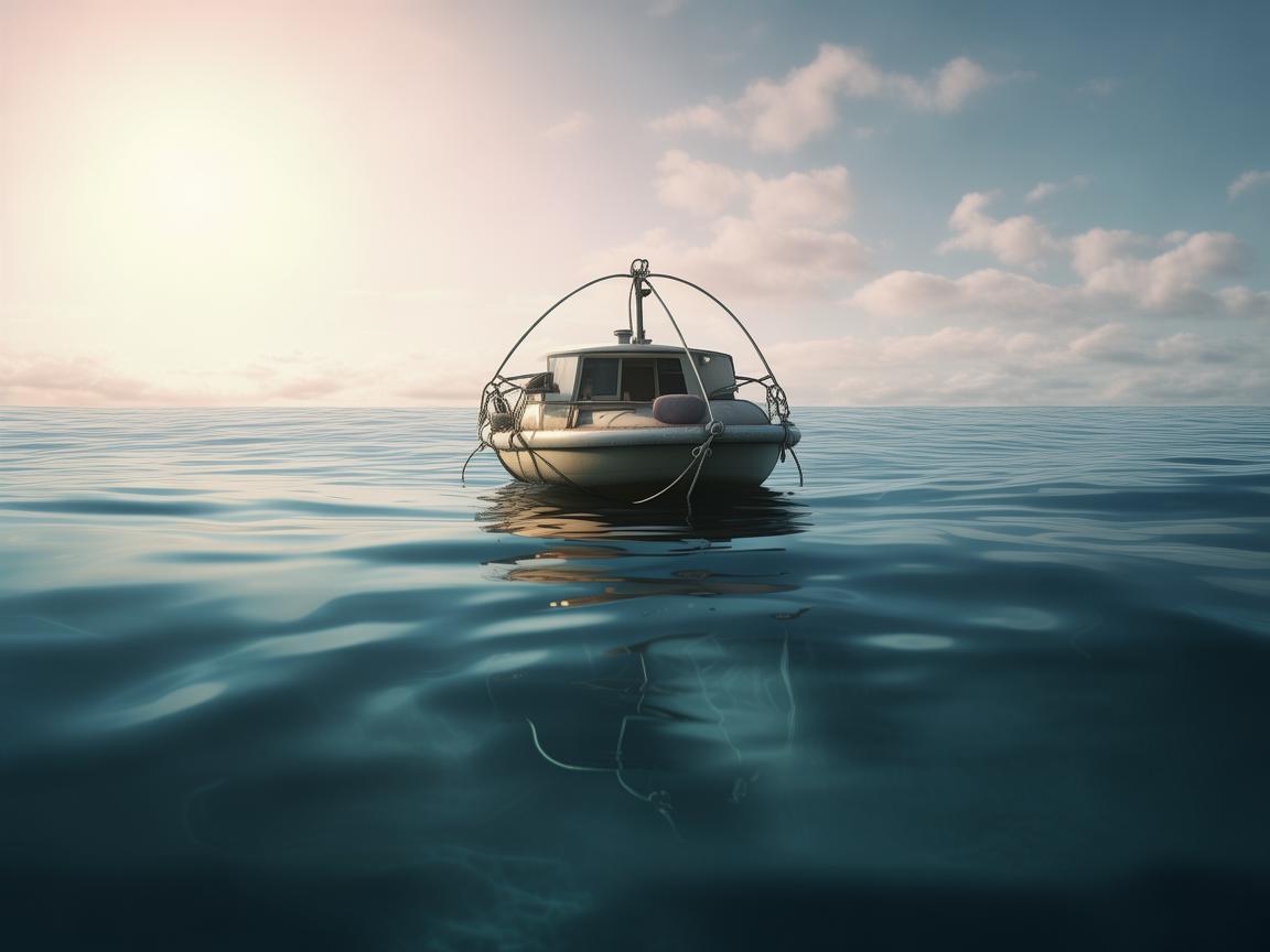 无人机视角下的救生筏，航空拍摄的生命守护