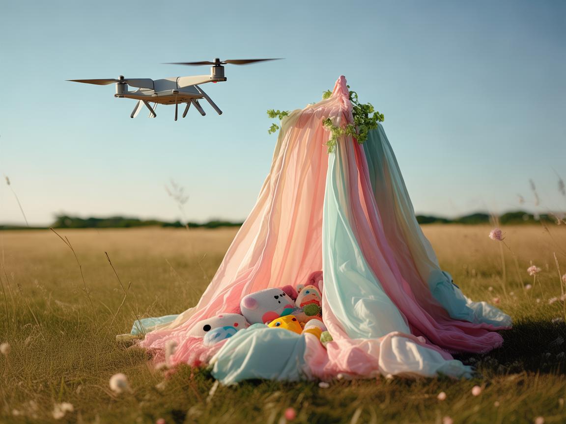 无人机航拍下的衣物整理袋创意应用