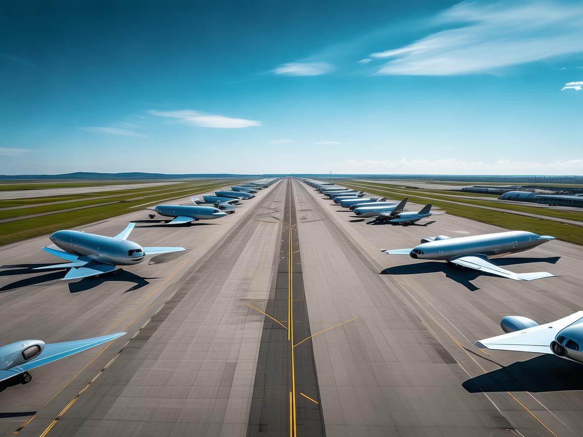 无人机航空拍摄下的飞机停机坪