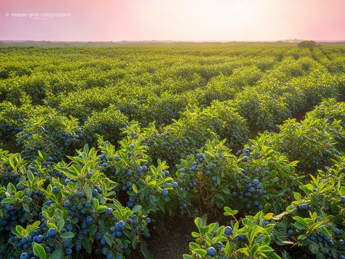无人机视角下的蓝莓园风光