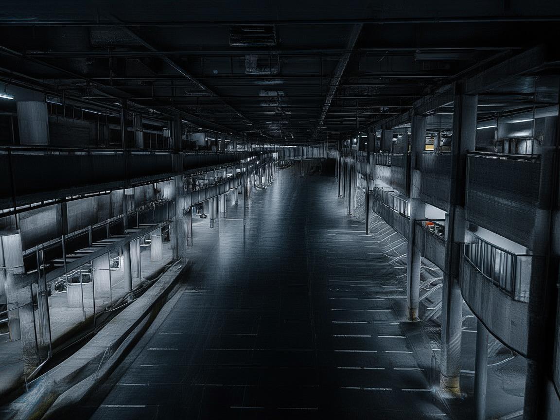 无人机航空拍摄下的地下停车场