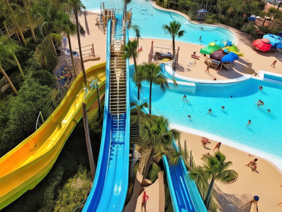 无人机视角下的水上乐园魅力