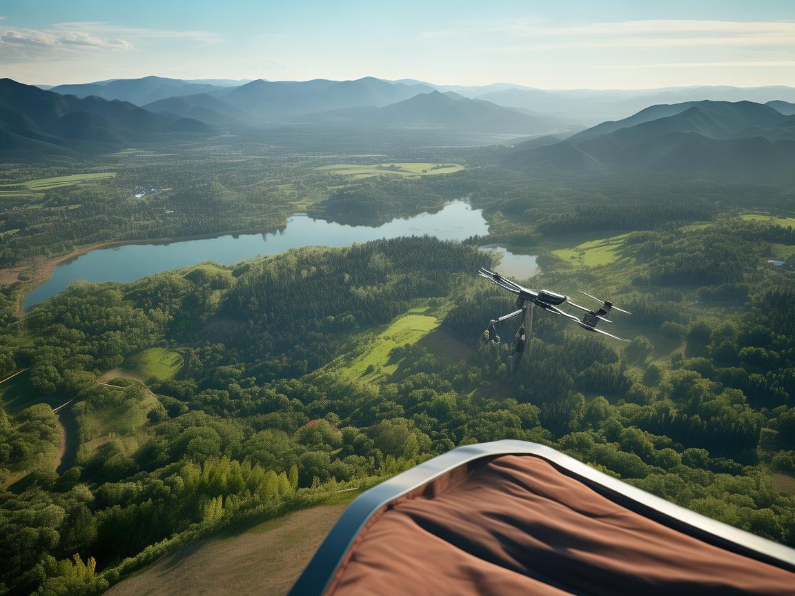 折叠椅视角下的无人机航空拍摄