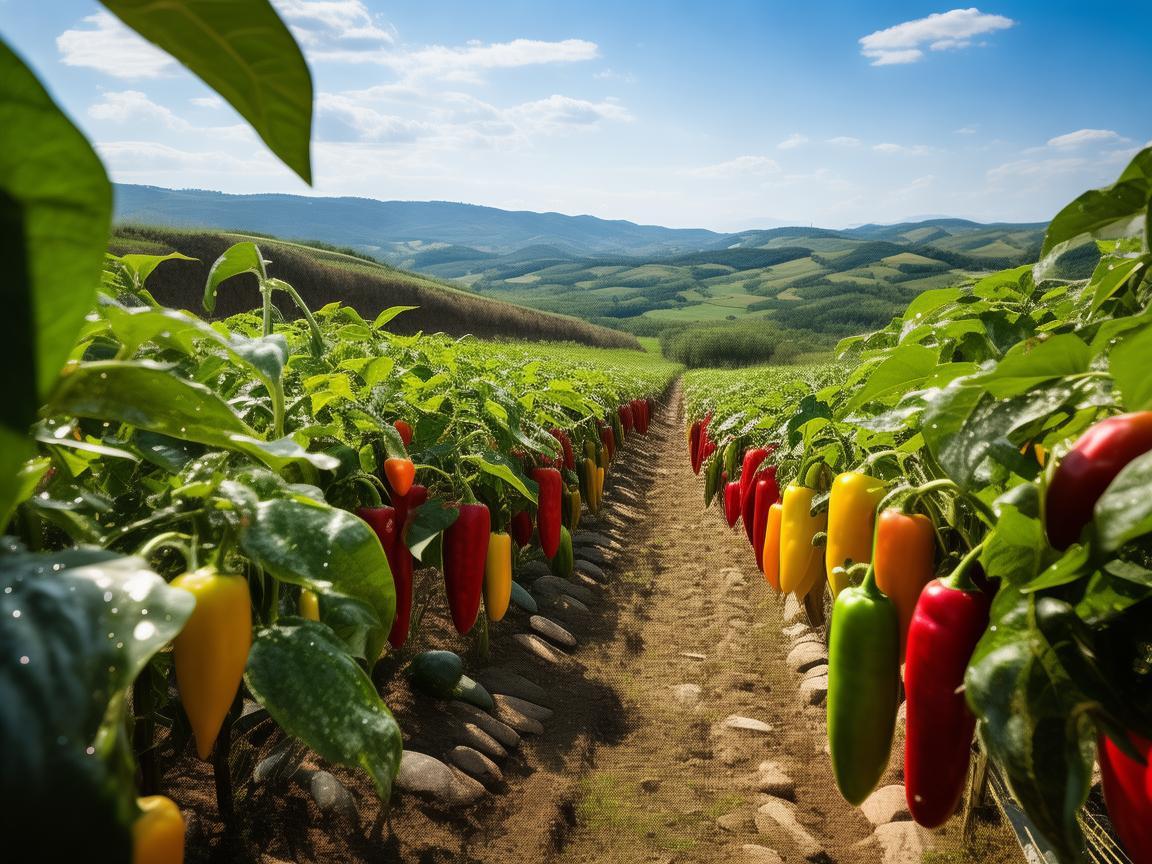 无人机视角下的甜椒田园风光