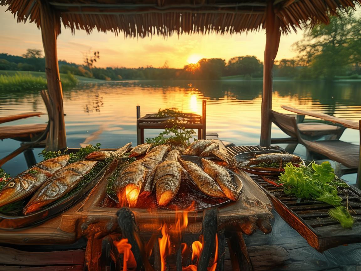 无人机视角下的烤鱼盛宴